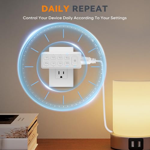 Countdown Timer Dual Outlet, Programmable Electrical Timers Outlets with Repeat Function, Up to 4H for Lights, Fan, Appliance, Electric Bike, 3-Prong, 15A/1875W, ½ HP, 2 Pack - size: 2- Pack
