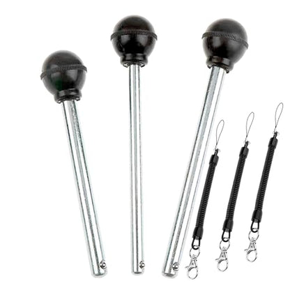 3Pack 3/8" Dia Round Black KNOB Weight Stack Pin Stainless Gym Equipment Locking Weight Loading Pin Strength Training Multifunction Replacement Part ，Free Lanyard (3Pack, Φ3/8in x 3-1/4in) - color: 3Pack, size: Φ3/8in x 3-1/4in