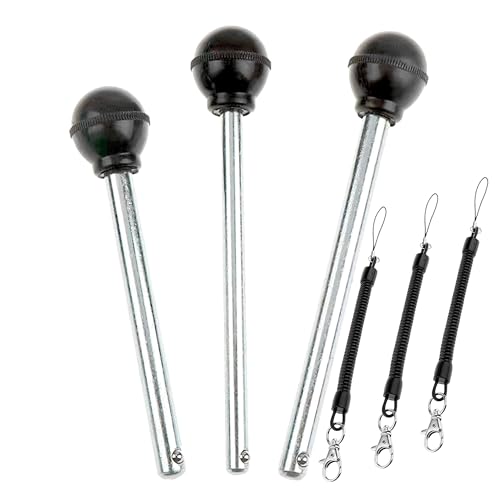 3Pack 3/8" Dia Round Black KNOB Weight Stack Pin Stainless Gym Equipment Locking Weight Loading Pin Strength Training Multifunction Replacement Part ，Free Lanyard (3Pack, Φ3/8in x 2-1/2in) - color: 3Pack, size: Φ3/8in x 2-1/2in