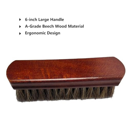 2-Pack Shoe Brush, Horsehair Brush & Boar Bristle Brush | 100% Pure Horsehair & Boar Bristle, Premium Beech Handle – Restores Shine While Deep Cleaning Leather, Boots & Sneakers - color: Yellow and Brown