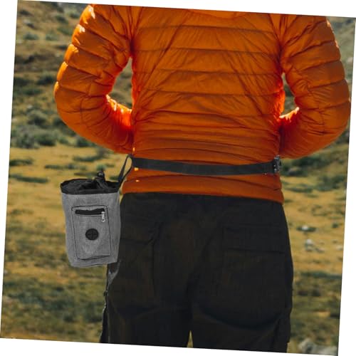 Holibanna Slip Climbing Chalk Bag with Zippered Pocket Lightweight Oxford Cloth Chalk Pouch for Bouldering Mountaineering Fitness Training Portable Gray Waist Pack for Outdoor Sport