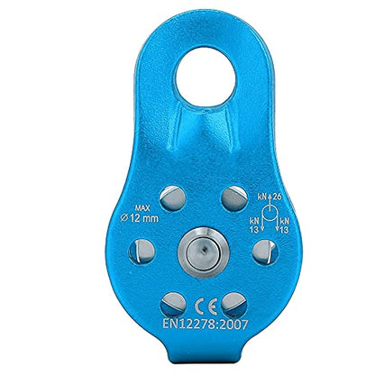 Airshi Climbing Pulley, Rustproof Heavy Duty Aluminium Alloy 12mm Small Hole Pulley for Rope Climbing (Blue Color)