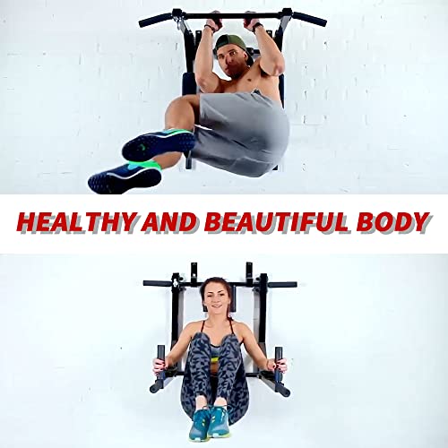 ptlsy Wall Mounted Pull Up Bar Multifunctional with Multi-grip Chin Up Bar Heavy Duty Dip Station for Home Gym Indoor Workout, Fitness Equipment, Dip Stand Supports to 440 Lbs - style: Movable Style