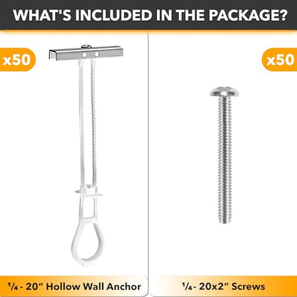 CondoMounts EDA1452 Universal Wall Mounting Anchors | Steel | NO Stud | Metal | TV Mount Metal | Holds 90lbs | Includes 50 Elephant Anchor Set & 1 Titanium Drill Bit - size: 50 Anchors, style: Drywall Mounting Kit