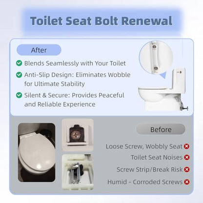 Toilet Seat Screws Replacement Kit - Universal Compatibility with TOTO, American Standard, Kohler & More - Top Mount Hinges, Expanding Rubber Toilet Seat Bolts with Stainless Steel Hardware - 4 Pack - style: Long style fits 14-19mm holes