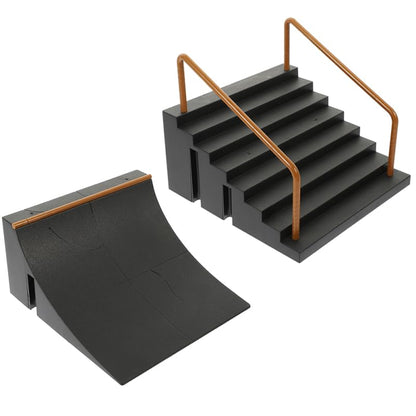 Vaguelly Fingerboard Ramp Set 2 Pcs Fingerboard Ramps for Finger Skate Park Kit Finger Board Obstacles Skateboard Park Kit for Kids Skill Training Desktop Play Skateboard Accessories