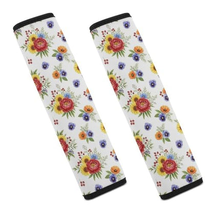 2PCS Floral Butterfly Wildflowers Seat Belt Shoulder Pad Soft Padded Harness Pads Strap for Adults and Children, All Vehicles, Anti-Slip Pad - color: Pattern 748