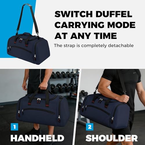Uarition Mens Gym Bag, 55L Large Sports Duffle Bags, Workout Bags Lightweight, Navy Blue | For Travel, Carry On Weekender - color: Navy Blue