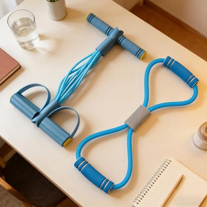 Pedal Puller Resistance Band 8-Tube Puller Rope | with 8-shaped Training Strap Adjustable Elastic Yoga Bands for Stretching for Fitness Workout Pilates - color: Blue
