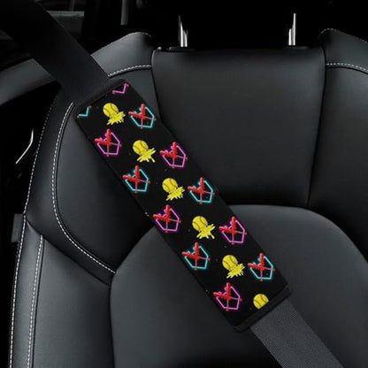 2 Piece Soft Padded Seat Belt Shoulder Pad for Adult Use, All Vehicles, Neon Dripping Softball Red Blue Automotive Seat Belt Protector, Easy Install (No Tool) - color: Pattern 630