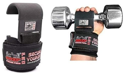 Weight Lifting Rod Hooks Heavy Duty Wrist Wraps Power Weight Lifting Training Gym Grips Straps Set of 2 - color: REVERSED Hooks, size: MEN-Wrist Size Large