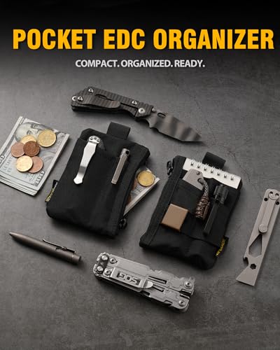 VIPERADE VE28 6-in-1 EDC Pouch, 500D Compact EDC Pocket Organizer, Molle Extension Tool Storage Bag, Small Coin Purse/Card Holder/Swiss Army Knife Pocket Pouch (Black) - color: Black
