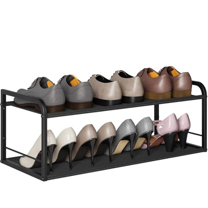 Wall Mounted Shoe Rack, Carbon Steel Shoe Organizer with Removable Oxford Cloth, Non-Slip Space-Saving for Entryway Closet Bedroom, Black - color: Classic Black