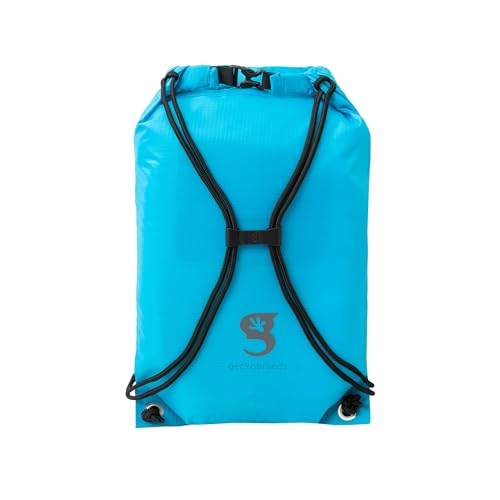 geckobrands Embark 10L Drawstring Backpack – Waterproof, Lightweight Dry Bag for Beach, Hiking, and Light Water Activities - color: Neon Blue/Grey