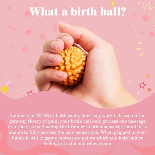 2pcs Acupressure Ball, Birthing Comb, Natural Labor and Delivery Essentials | Labor Comb Spiky Massage Ball, Wooden Material, Mom-to-be Gift, Stress Relief