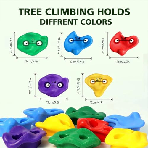 Tree Climbing Holds with Ratchet Straps, 12 Pcs Climbing Rocks for Kids and Adults, Outdoor Backyard Obstacle Course Training Kit