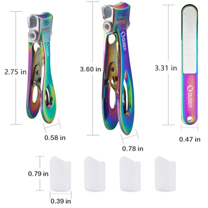 Nail Clippers with Catcher - Anti Splash Wide Jaw Opening Thick Toenail Clippers for Seniors | Self-Collecting Fingernail Cutter Heavy Duty Toe Nail Clipper for Men&Women | Chromatic L&S - color: Chromatic (L + S)