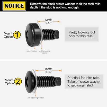 RIVECO Rack Screws & Cage Nuts for Server Cabinets & Racks Mounting Network Equipment Clip Nuts 50 Sets M6 x 16mm Black - size: M6 x 16mm Screws + Cage Nuts (50 Sets)