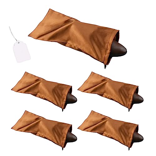 GONGKANGYUAN 4 Pack Shoe Bags for Travel Satin Fabric Shoe Bag with Drawstring for Men Women Travel Protecting Storing Shoes (Brown) - color: Brown