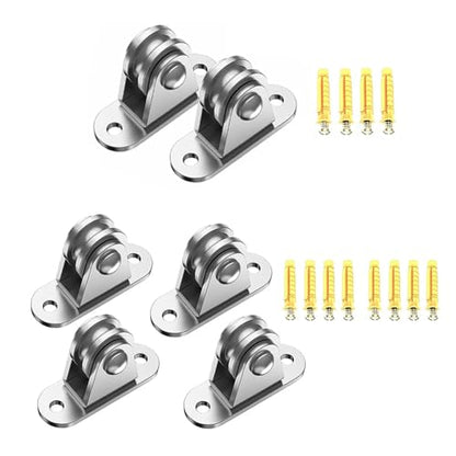 U Groove Stainless Steel Wall Pulley 4Pcs Heavy Duty Fixed Pulley Loading 176 Lb Pulley Block Kit Wall-Mounted Pulley for Cord Material Handling Moving/DIY Mount