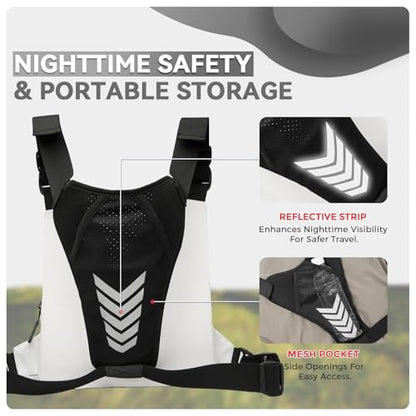 Criuage Outdoor Chest Bag for Men, Lightweight Adjustable Running Vest, Water Resistant EDC Chest Pack with Water Bottle Pocket, Breathable Back Pad for Hiking Cycling Fishing Travel (White) - color: White