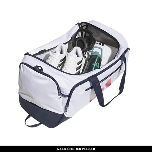adidas Defender 5 Duffel Bag for Sports, Gym and Travel, White/Night Indigo/Pure Ruby Red, OSFA - color: White/Night Indigo/Pure Ruby Red/Medium 59L, style: Medium 59l