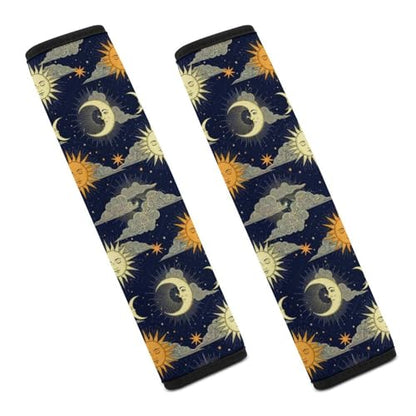 2 Piece Sun Moon Celestial Hippie Sun Moon Car Seat Belt Pad Breathable Seat Belt Cushion for Child, Stroller Pushchair High Chair, Easy Install (No Tool) - color: Pattern 678