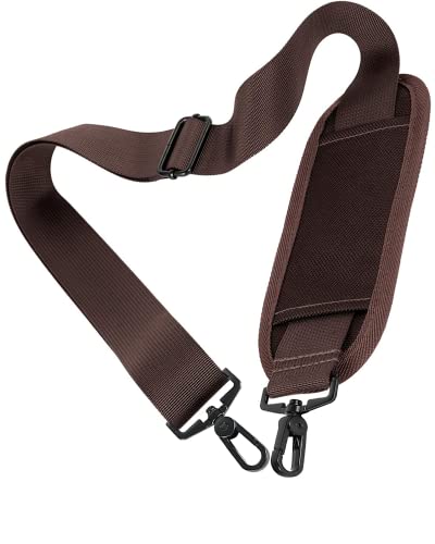 Taygeer Brown Bag Strap, 52" Universal Replacement Laptop Shoulder Strap | Adjustable Belt with Hook, Breathable Non-Slip Pad, Fits Luggage Canvas Tool Satchel Makeup Handbag Gym Duffle Bag Briefcase - color: A-brown