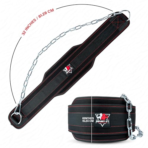 Dip Belt with 30" Stainless Steel Chain, 550-650 Lbs Weight Capacity, Neoprene Weight Lifting Belt, Perfect Weighted Belt for Pullups, Dips, Squats, Gym Workout & Crossfit Training
