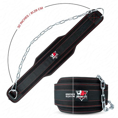 Dip Belt with 30" Stainless Steel Chain, 550-650 Lbs Weight Capacity, Neoprene Weight Lifting Belt, Perfect Weighted Belt for Pullups, Dips, Squats, Gym Workout & Crossfit Training