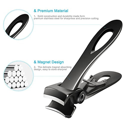 Werlla Toenail Clippers for Thick Toenails, Long Handle Wide Jaw Opening Nail Clippers for Adult, Men, Seniors, Extra Large Heavy Duty Toenail Clippers for Fingernail & Ingrown Toenail (2 Piece Set) - style: 2pcs_curved_black