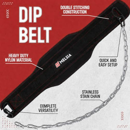 Dip Belt with Chain or Rope – Heavy Duty Adjustable Weightlifting Belt, Neoprene Padded Comfort, 350–650 lbs Capacity for Pull Ups, Dips, Squats & Strength Training