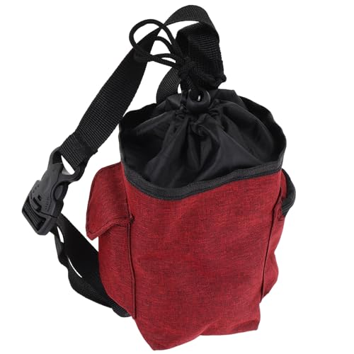 GARVALON Chalk Bag for Climbing and Bouldering with Zipper Storage Pocket, Canvas Rock Climbing Gear Accessory, Burgundy Waist Pouch for Gymnastics and Weightlifting