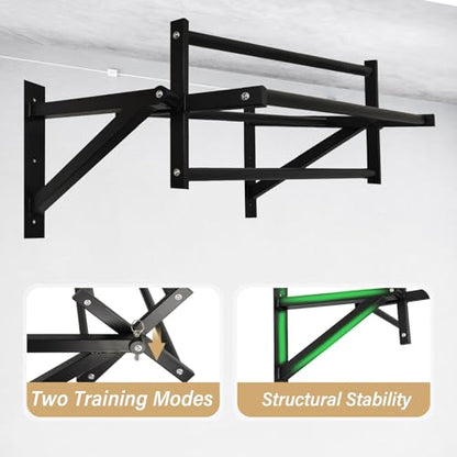 Wall Mounted Pull Up Bar Multifunctional Chin Up bar for Home Gym | Heavy Duty Multifunctional,Power Tower Set,Training Equipment Fitness Dip Stand,Supports to 440 Lbs - color: Climbing Pull Up Bar