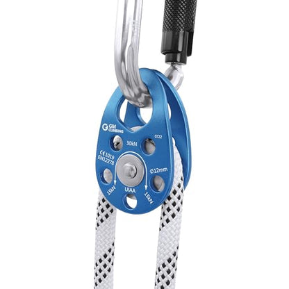 GM CLIMBING Swing Cheek Micro Pulley 30kN CE UIAA Certified - color: Ball Bearing | Blue-One Unit