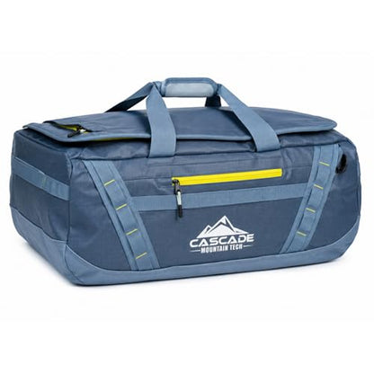 Cascade Mountain Tech 60L Duffle Bag, Convertible Travel Duffel Bag for Men Women, Water Resistant & Tear Resistant - color: Bering Sea Blue