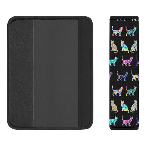 Soft Padded Car Seat Belt Pad for Child, Most Cars, 2 Piece Colorful Cats Seat Belt Cushion Comfortable Driving - color: Pattern 696