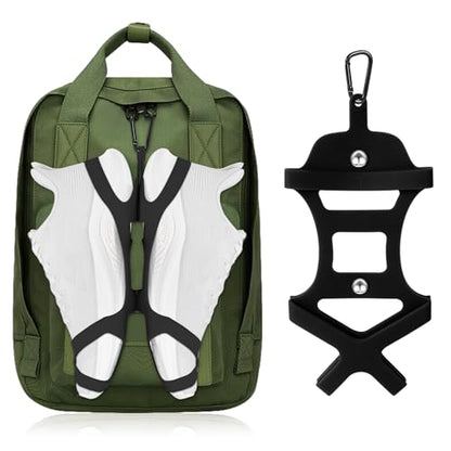 Shoe Holder for Backpack, takyu Elastic Silicone Shoe Holster with Backpack Clips for Sneaker Bag, Hang Extra Shoes Cleats Boots or Gear on Your Bag (Black） - color: Black