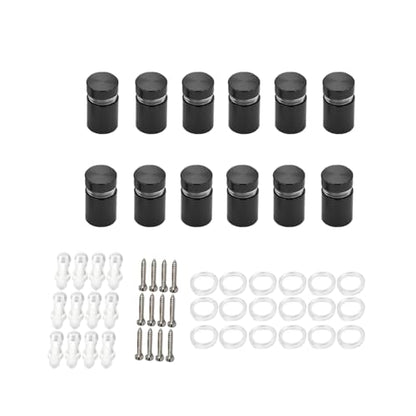 Aluminum Standoff Wall Mounts Screws, Black 12 Packs 1/2 x 1/2 Inch | aluminum Sign Standoff screws, Standoff Mounting Hardware, Wall Spacers, For Acrylic frames Signs, black - color: Black