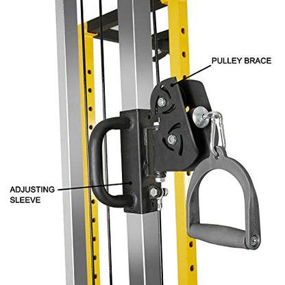 HulkFit Multi-Functional Adjustable Pro Series Power Rack Power Cage Exercise Equipment for Home Gym with Squat Rack Attachments and Accessories - Bench Press, Squats, and Deadlifts - Multicolor - style: Cable Crossover