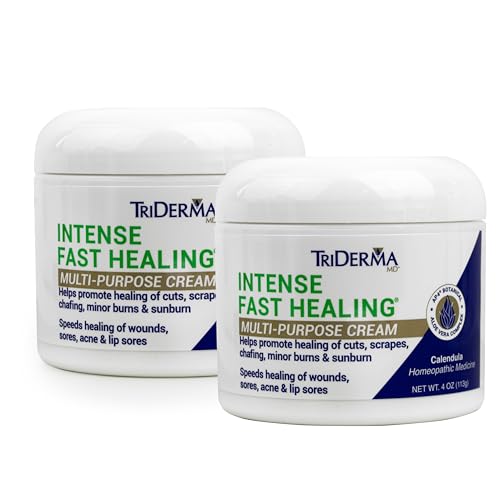 TriDerma Intense Fast Healing Cream, Decreases Healing Time for Minor Irritations, Rashes, Wounds, Cuts, Scrapes, Value Pack of 2 - 4 Ounce Jars - size: 4 Ounce (Pack of 2)
