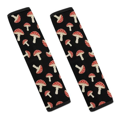 2 Pack Cute Cartoon Mushroom Seat Belt Shoulder Pad Universal Fit Harness Pads Strap for Kids, Car Seats Pushchair Strollers High Chair Pushchair, Shock Absorption - color: Pattern 6