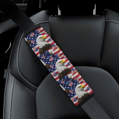 2 Pack Soft Padded Seat Belt Cover for Girls and Boys, All Vehicles, USA Flag Eagle Harness Pads Strap, Anti-Slip Pad - color: Pattern 554