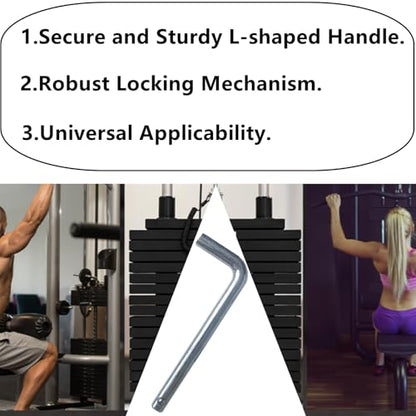 Weight Stack Pin, 2 Pcs Gym Pin Weight Loading Pin for Weight Plates, Weight Pin Replacement Part L Shaped Handle Weight Machine Pin for Fitness Device