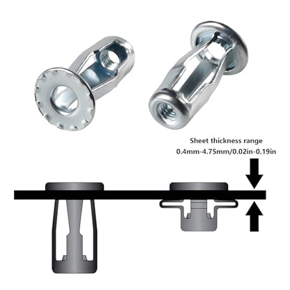 M4 Jack Nuts with Installation Tool Threaded Insert Petal Nuts Expansion Nutserts Hollow Wall Anchors for Thin Soft Wall Plastic Polywood Pressboard Hardboard