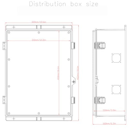 Electrical Junction Box, Outdoor Water Resistant Nema Enclosure, Ventilated ABS Plastic WiFi Project Box with Internal Mounting Panel & Hinged Cover 18.1" Lx 12.6" Wx 6.3" H - size: 18.1"L x 12.6"W x 6.3"H