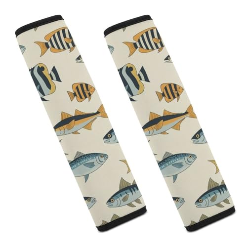 2 Pack Ocean Animal Fish Bass Seat Belt Shoulder Pad Universal Soft and Comfortable Shoulder Protector for Kids, Most Cars, Pressure Relief - color: Pattern 1157