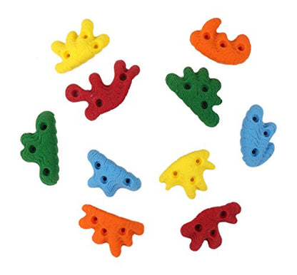 Atomik Climbing Holds Set of 10 Screw-On Dripstone Flat Crimps Style 2 in Assorted Bright Tones
