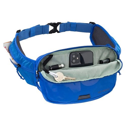 EVOC Hip Pouch Waist Bag, Bum Bag (Lightweight Belt Bag with Multiple Compartments, with Air Pad System, Individually Adjustable) - color: royal blue