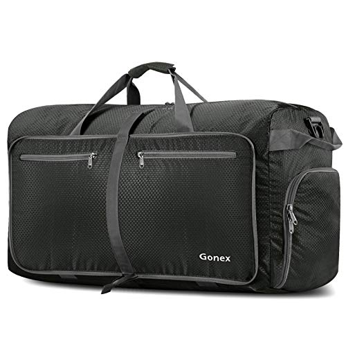 Gonex Foldable Travel Duffle Bag, Lightweight with Shoe Compartment | 210D Nylon, Water-Repellent, Folds Compact, Multiple Pockets, Luggage Sleeve, Travel & Weekend Use, 100L, Grey - color: Gray, size: 100L
